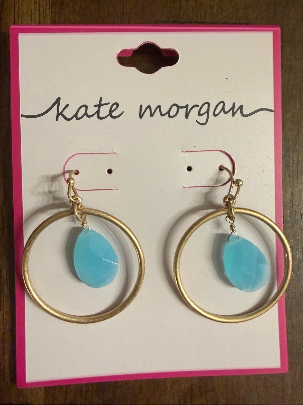 Gold Hoop Earrings with Turquoise Teardrops